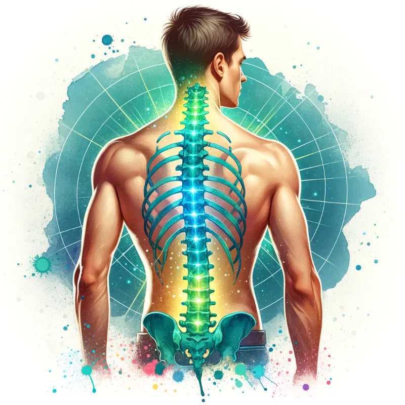 Illustration showing a man's cervical spine decompressing the spinal discs.